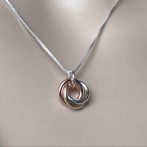 Sterling Silver Three Circles Infinity Necklace